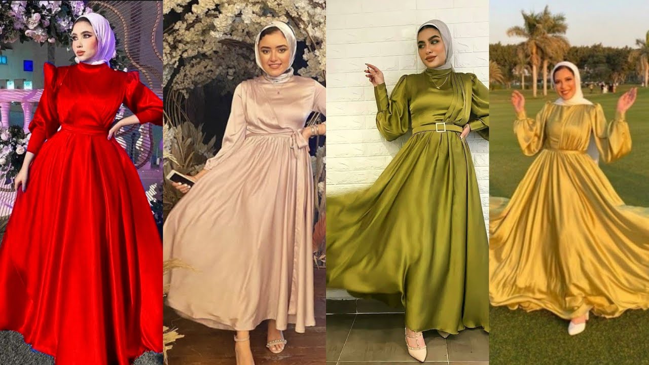 صور فساتين ستان سهرة