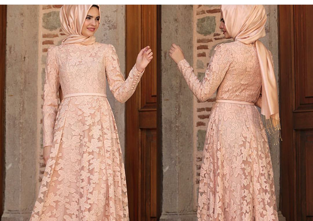 تصاميم فساتين دانتيل للمحجبات