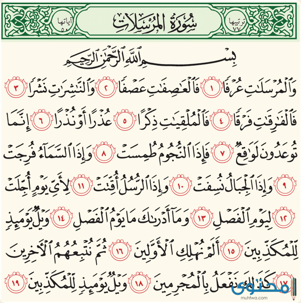 مضامين سورة المرسلات